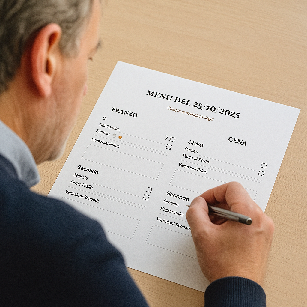 Cliente che compila il menu